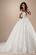 BEPEITHY Customized Off The Shoulder Lace Wedding Dresses For Women 2025 Glitter Bride Ivory Bridal Gown Vestidos De Novia Boda