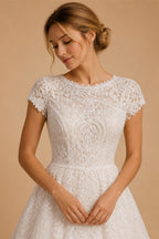 Off White Elegant Lace Pearl Embroidery Ball Gown Wedding Dress ZP168