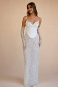 Luxury Off White Lace Corset Sweetheart Mermaid Wedding Dress with Gloves ZP009