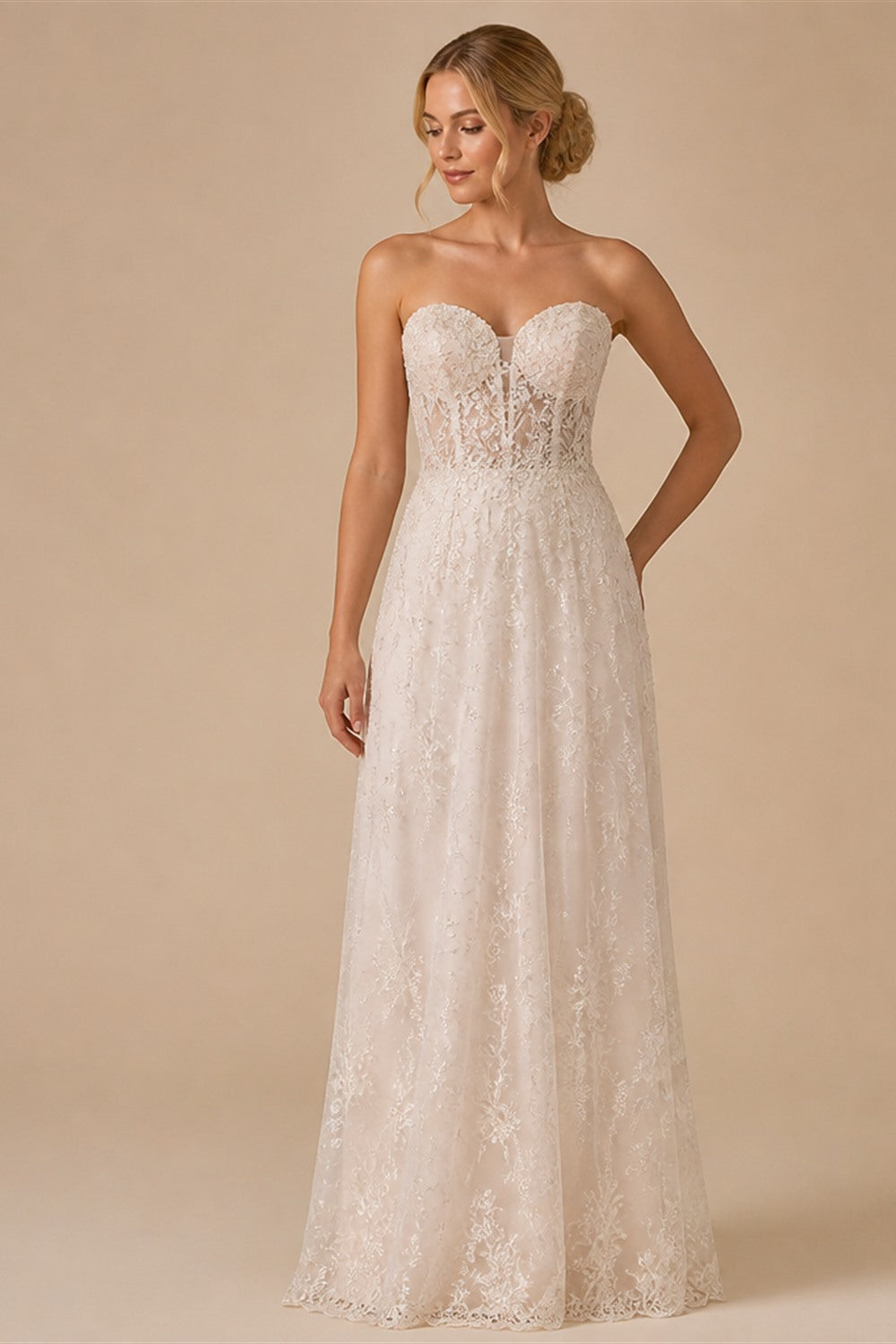 Classic Satin Strapless Sleeveless Bow Pleat A-Line Wedding Dresses Sweetheart Ball Gown Customized