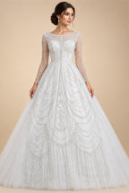 Luxury Beaded Long Sleeve Ball Gown Wedding Dress ZP184