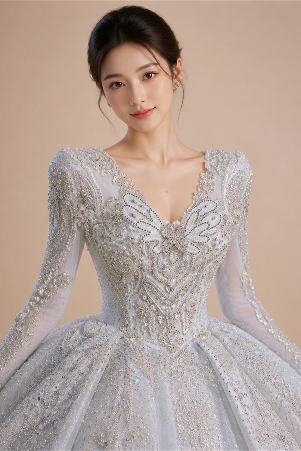 Luxury Blue Sequin Embroidery Ball Gown Wedding Dress ZP154