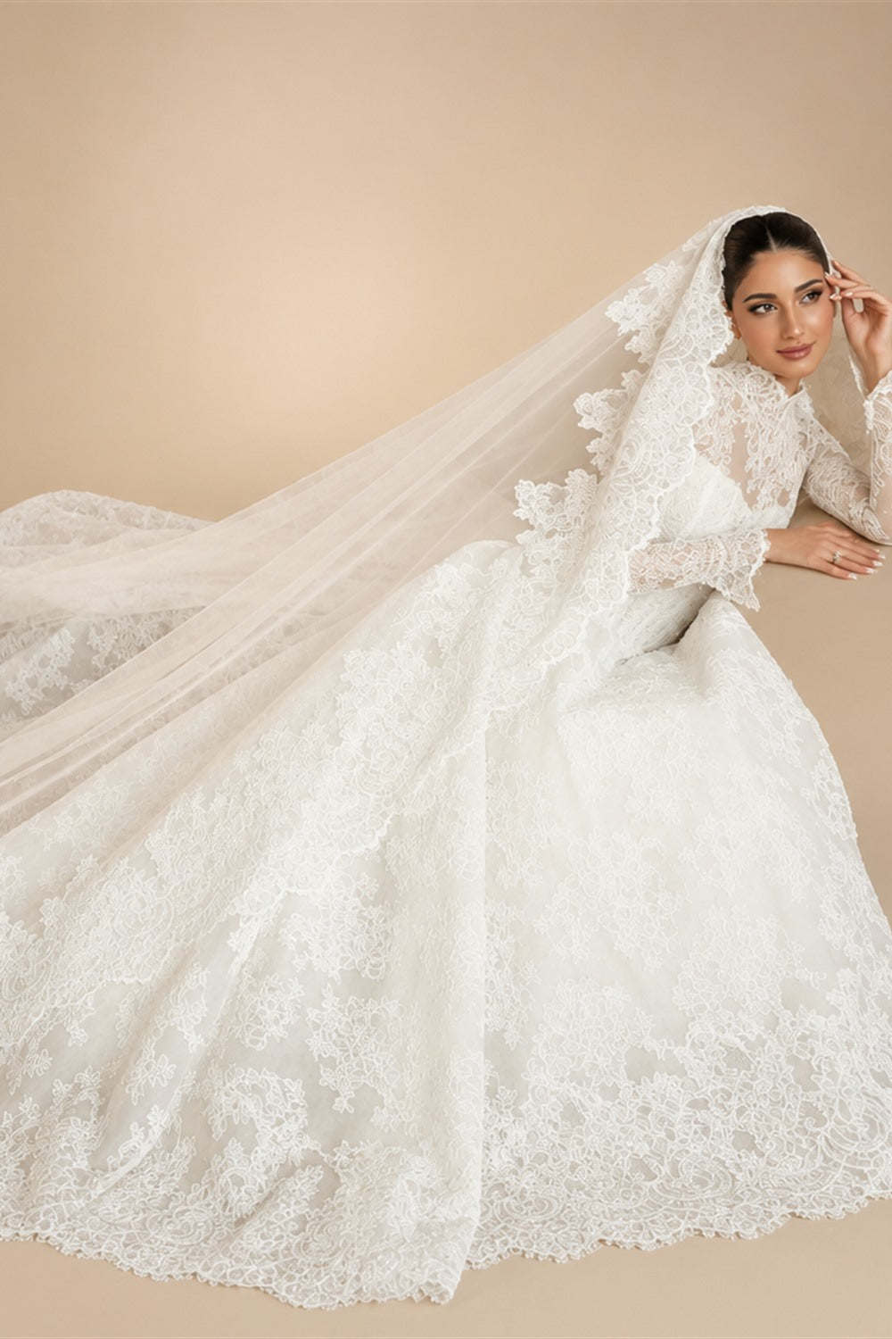 Luxury High Neck Lace Wedding Dress ZP182