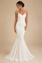 Classic Satin Strapless Sleeveless Bow Pleat A-Line Wedding Dresses Sweetheart Ball Gown Customized
