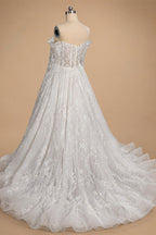 Luxury White Off-the-Shoulder Long Sleeve Lace Tulle Ball Gown Wedding Dress ZP068