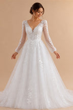 White 3D Floral Applique Sweetheart Ball Gown Wedding Dress ZP007