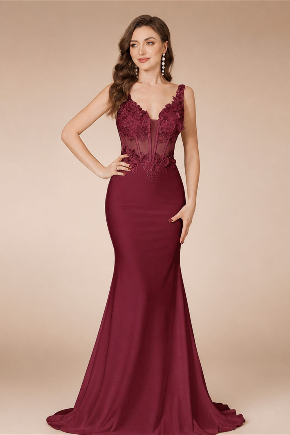 MisShow Elegant Straps White Mermaid Wedding Dresses Lace Pearls Backless V Neck Sleeveless Formal Party Gowns Vestido Marriee
