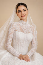 Luxury High Neck Lace Wedding Dress ZP182