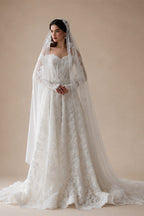 Elegant Printed Off Shoulder Wedding Dress ZP170