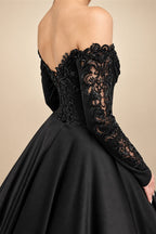 Black Luxury Gothic Wedding Dress Heavy Beading Lace Ball Gown ZP198
