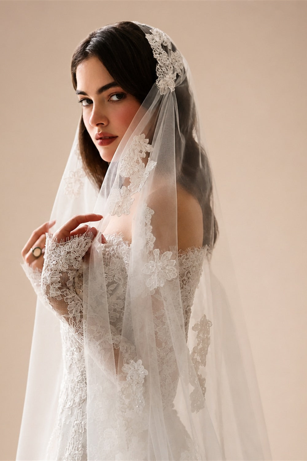 Elegant Printed Off Shoulder Wedding Dress ZP170