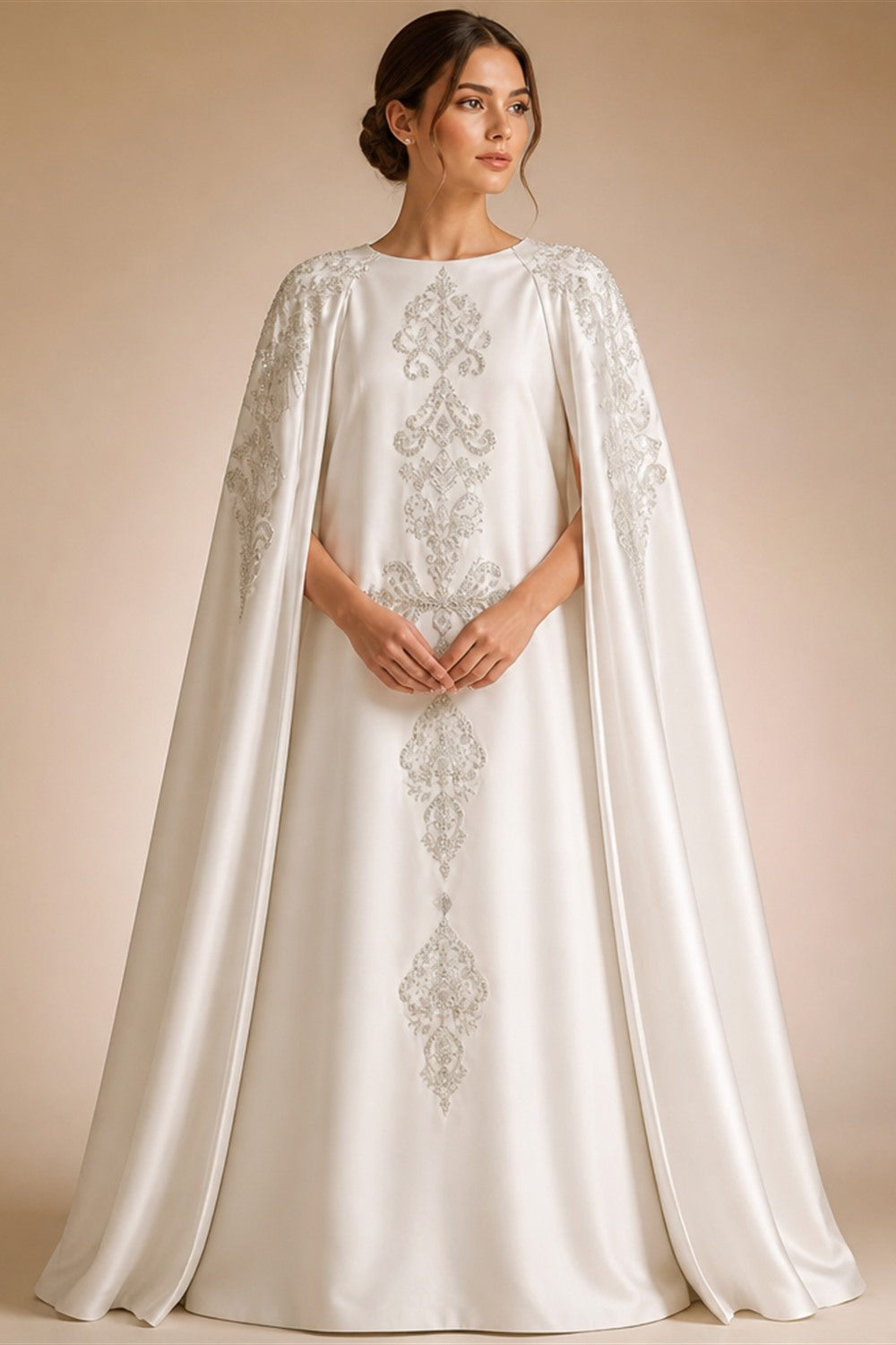 White Satin Strapless Ball Gown Wedding Dress with Luxurious Beaded Lace and Cathedral Train ZP016
