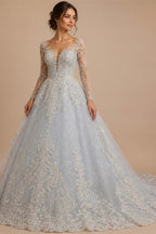 Luxury Blue Sequin Embroidery Ball Gown Wedding Dress ZP154