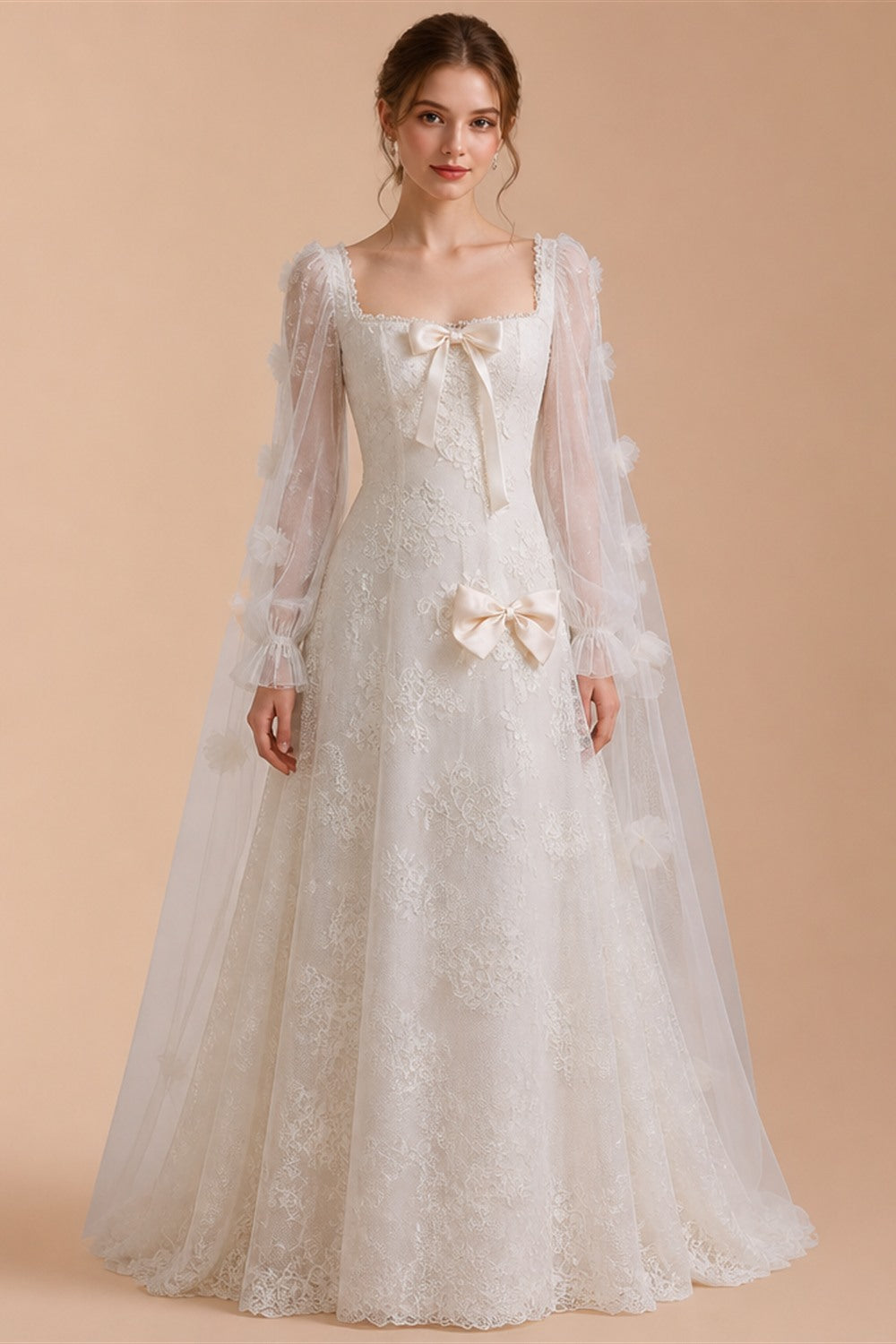 Luxury White One-Shoulder Lace Ruched Bow Mermaid Wedding Dress ZP157