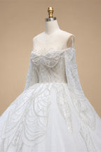 Luxury Beaded Long Sleeve Ball Gown Wedding Dress ZP184