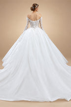 Luxury Beaded Long Sleeve Ball Gown Wedding Dress ZP184