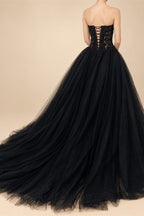 Black Lace Heavy Gothic Beading Wedding Dress Ballgown Corset Closure  ZP202