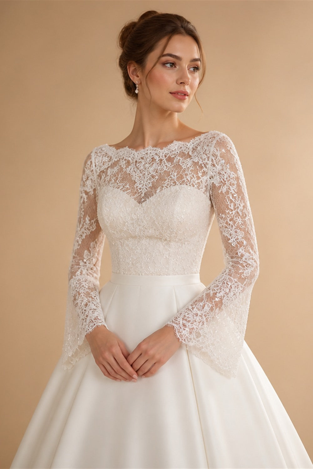 Classic Long Sleeve Lace Ball Gown Wedding Dress ZP180