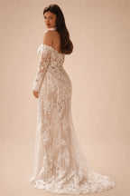 Elegant Ivory Sweetheart Neckline Sheer Lace Mermaid Wedding Dress with Veil ZP133