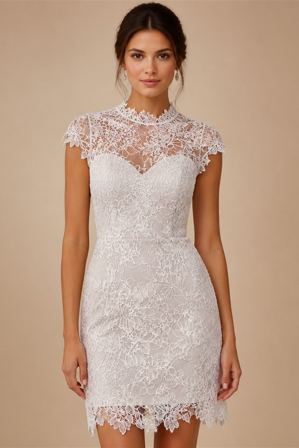 White Nude  Mermaid Wedding Dress Beaded Chain Detailing With Lace Train  ZP039