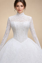 Luxury High Neck Lace Wedding Dress ZP182