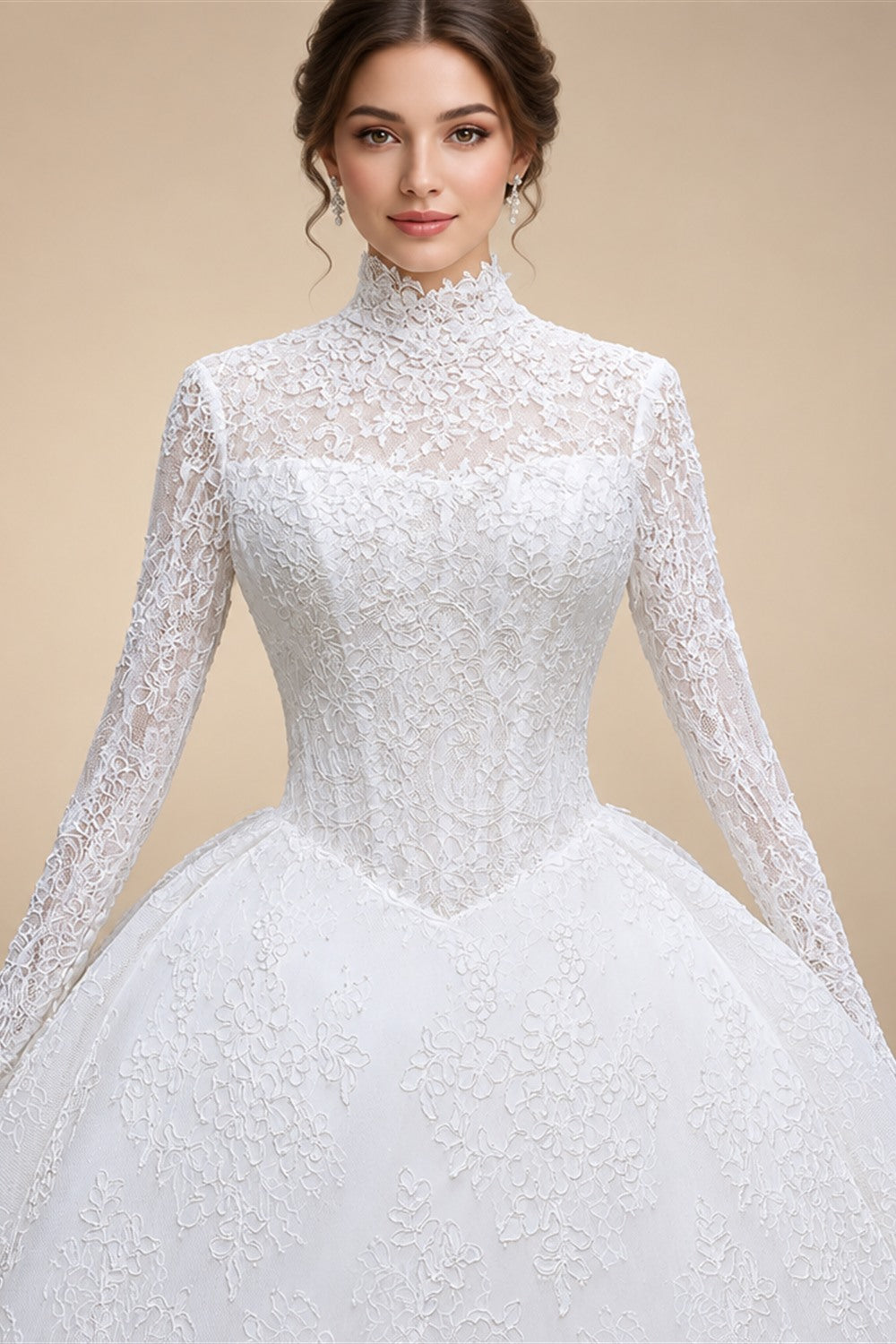 Luxury High Neck Lace Wedding Dress ZP182