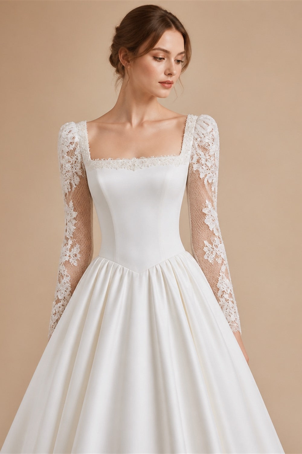 Classic Long Sleeve Lace Ball Gown Wedding Dress ZP180