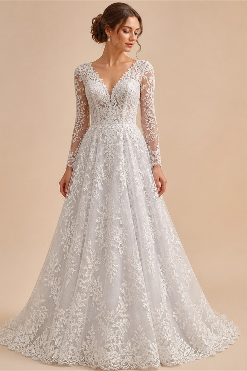 Off White  Lace Stunning Feminine Mermaid Wedding Dress Train  ZP036
