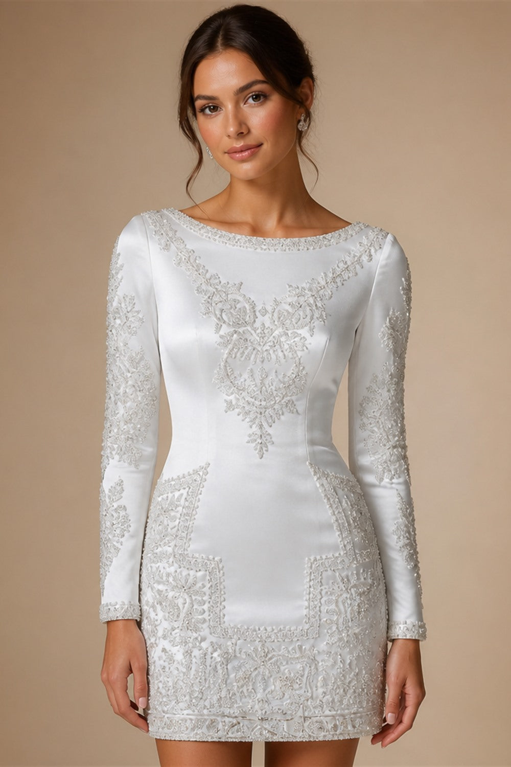 White Satin Strapless Ball Gown Wedding Dress with Luxurious Beaded Lace and Cathedral Train ZP016