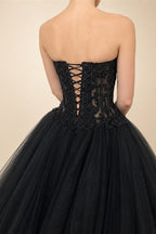 Black Lace Heavy Gothic Beading Wedding Dress Ballgown Corset Closure  ZP202