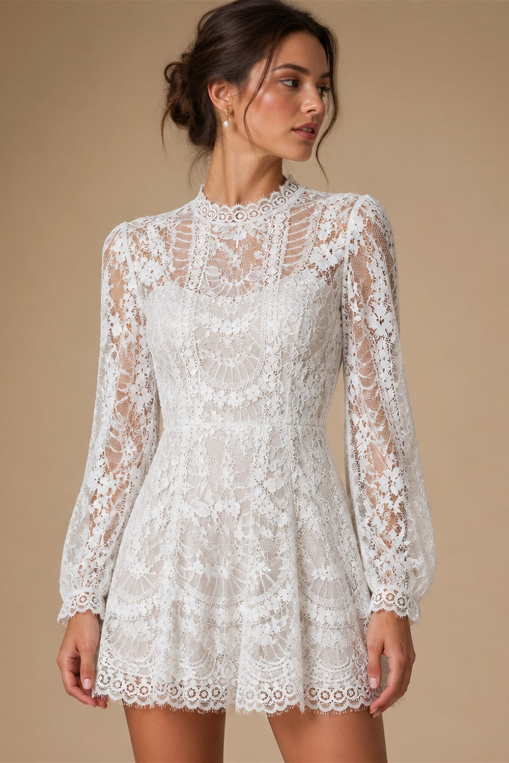 White Lace Spaghetti Strap Bridal Gown Square Neck Beaded Corset Ball Gown ZP012