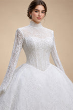 Luxury High Neck Lace Wedding Dress ZP182