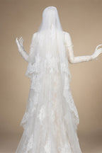 Elegant Ivory Sweetheart Neckline Sheer Lace Mermaid Wedding Dress with Veil ZP133