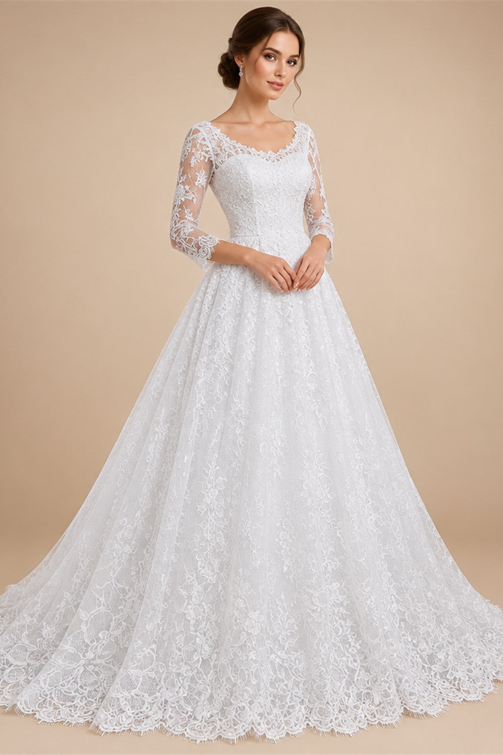 Luxury High Neck Lace Wedding Dress ZP182