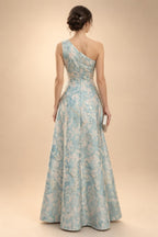 A-Line/Princess Scoop Neck Pleated Satin Evening Dresses with Sequins (SHI22500066)