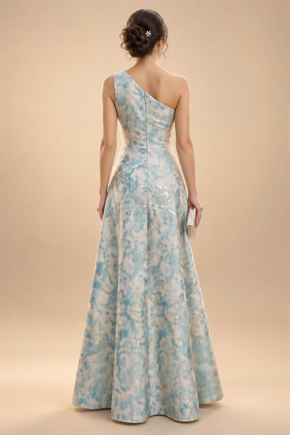 Cape Sleeve Jacquard Satin Ruched Mother of the Bride Dresses 2 Piece (SHI22500528)