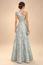 A-Line/Princess Scoop Neck Satin High-Low Mother of the Bride & Groom Dresses with Sequin Floral & Pleats (SHI22501631)