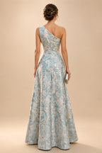 A-Line/Princess V-Neck Satin Floor-Length Mother of the Bride & Groom Dresses with?Jacquard Bolero?Jacket & Pleats (SHI22501695)