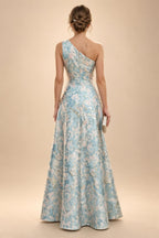 Jacquard A-Line/Princess Scoop Neck Floor-Length Mother of the Bride & Groom Dresses with Ruffles & Ruched Waist (SHI22501201)