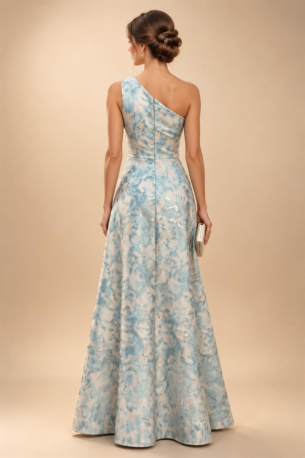 A-Line Chiffon Cape Sleeves Floor-Length Mother of the Bride & Groom Dresses with Ruched Waist (SHI22500705)