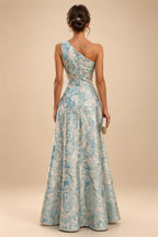 Satin A Line Round Neck Ruched Pleats Mother of the Bride & Groom Dresses (SHI22500952)