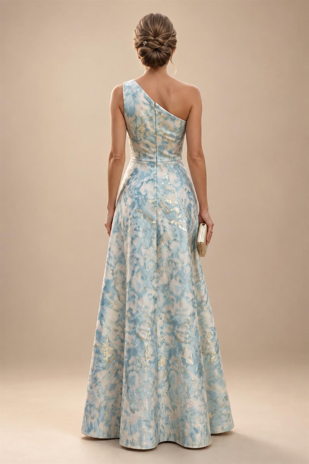 A-Line/Princess Scoop Neck Chiffon Maxi Mother of the Bride & Groom Dresses with Lace Appliques, Sweep Train & Pleats (SHI22501636)