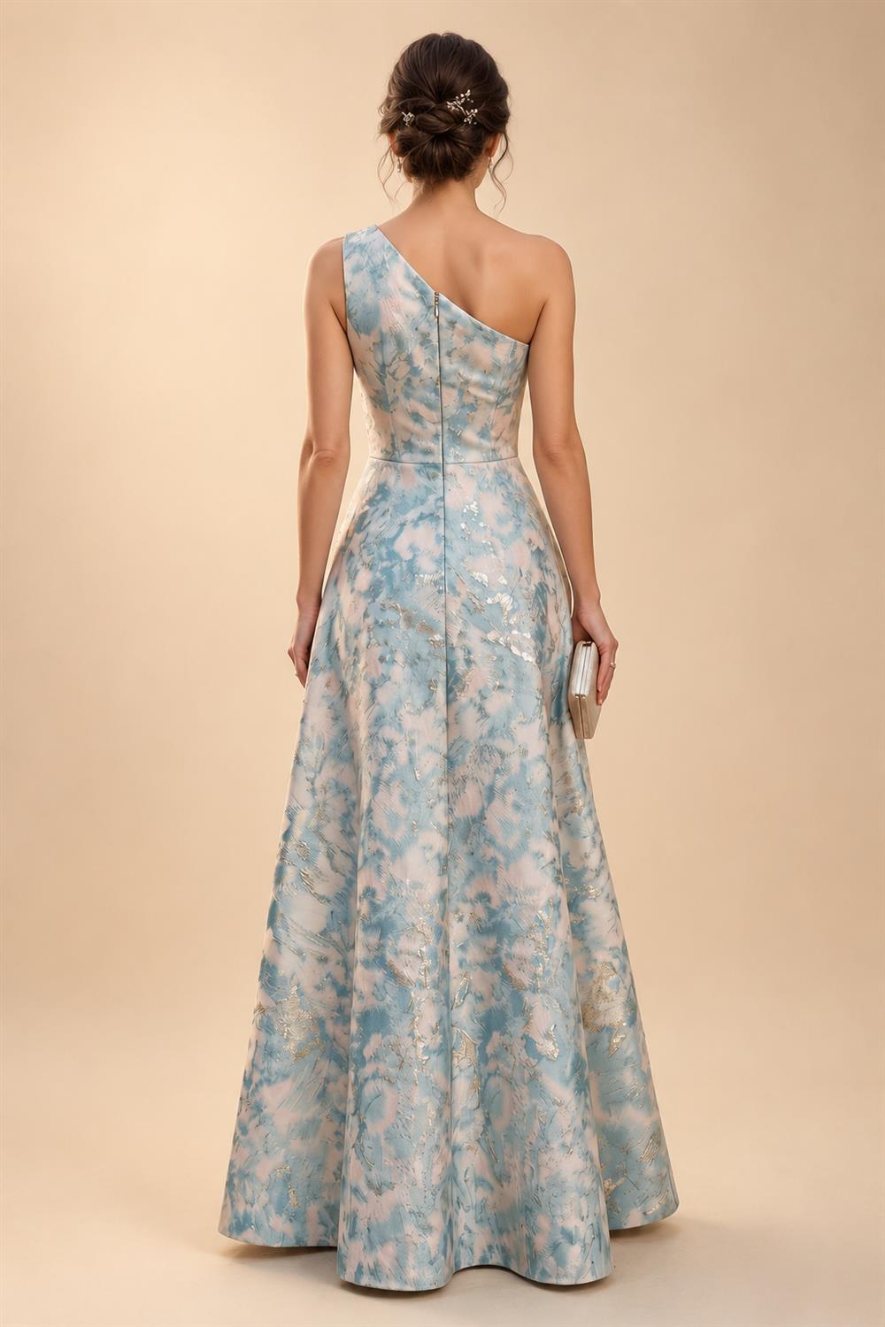 Sheath/Column Asymmetric Neck Satin Maxi Mother of the Bride & Groom Dresses with Side Sash, Slit & Ruched Waist (SHI22501643)