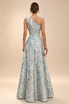 Floral Print A-Line/Princess Scoop Neck Tea-Length Mother of the Bride & Groom Dresses with Tiered Layers & Ruched Waist (SHI22501120)