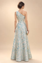 A-Line/Princess One Shoulder Tea-Length Mother of the Bride & Groom Dresses with Ruffles & Ruched Waist (SHI22501283)