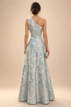 A-Line/Princess V-Neck Chiffon Maxi Mother of the Bride & Groom Dresses with Lace Appliques, Sweep Train, Ruffles, 3D Flowers & Ruched Waist (SHI22501653)