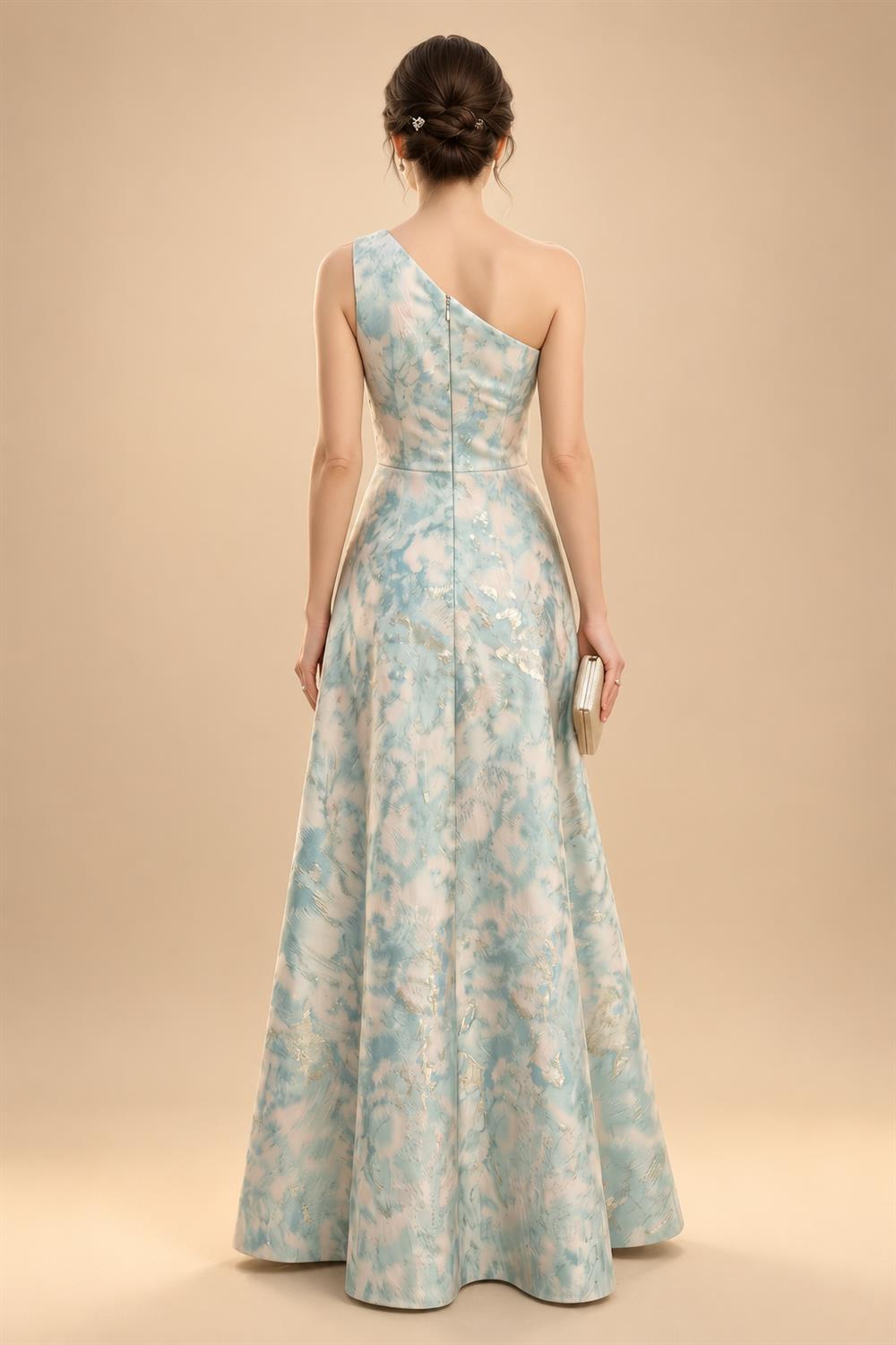 A-Line/Princess Scoop Neck Chiffon Maxi Mother of the Bride & Groom Dresses with 3D Flowers, Sweep Train & Pleats (SHI22501627)
