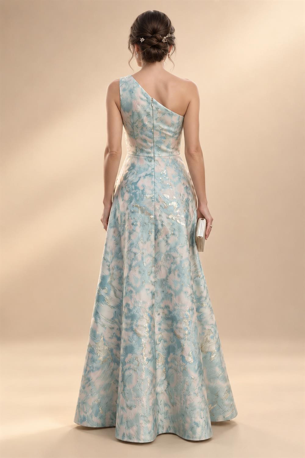 A Line Scoop 3/4 Sleeve Long Mixed Mother of the Bride Dresses with Sequins (SHI22500171)