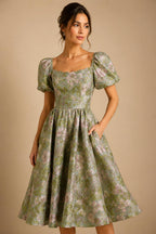 Jacquard A Line V Neck Ruffles Corset Mother of the Bride & Groom Dresses (SHI22500967)
