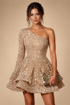 A-Line/Princess Strapless Jacquard Mini Homecoming Dresses with Bow & Pearls (SHI22370552)